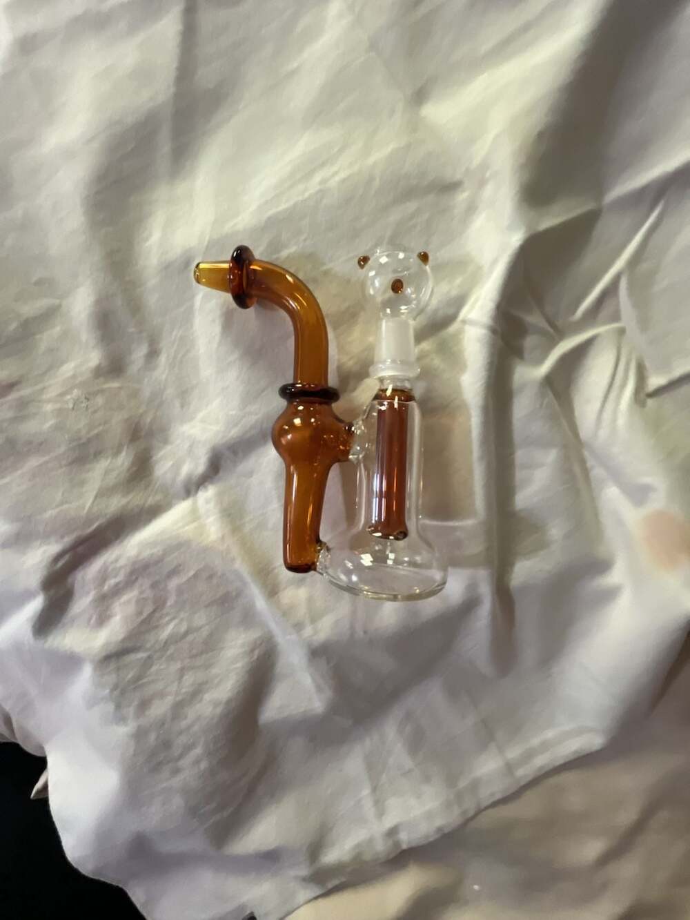 Amber Glass Oil Burner Piece with Attached Chamber